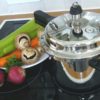 pressure cooker on a glass top stove