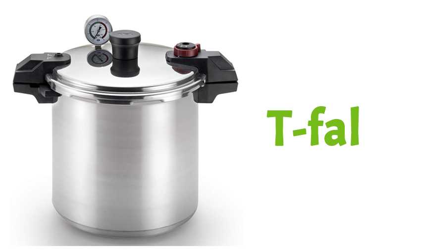 T fal pressure canner with a green title