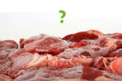 raw beef slices with a question mark