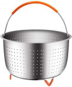 AMOYER Vegetable Steamer Basket Fits Instant Pot Pressure Cooker Stainless Steel Folding Steamer Cookware 