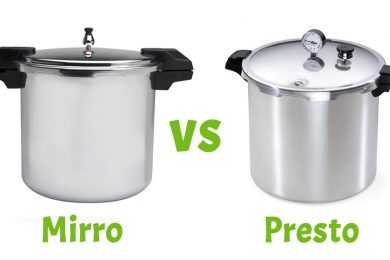 Mirro stovetop pressure cooker alongside Presto pressure cooker