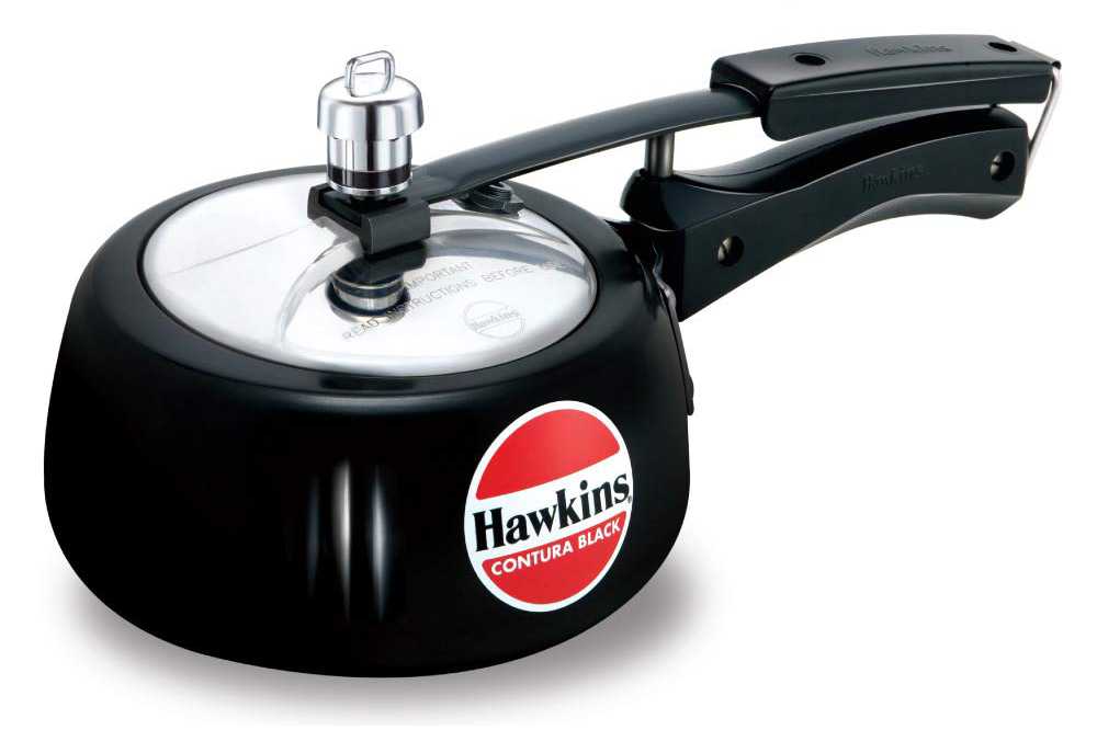 small black pressure cooker with handle