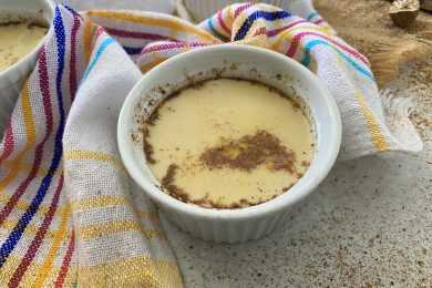 egg custard in a ramekin bowl