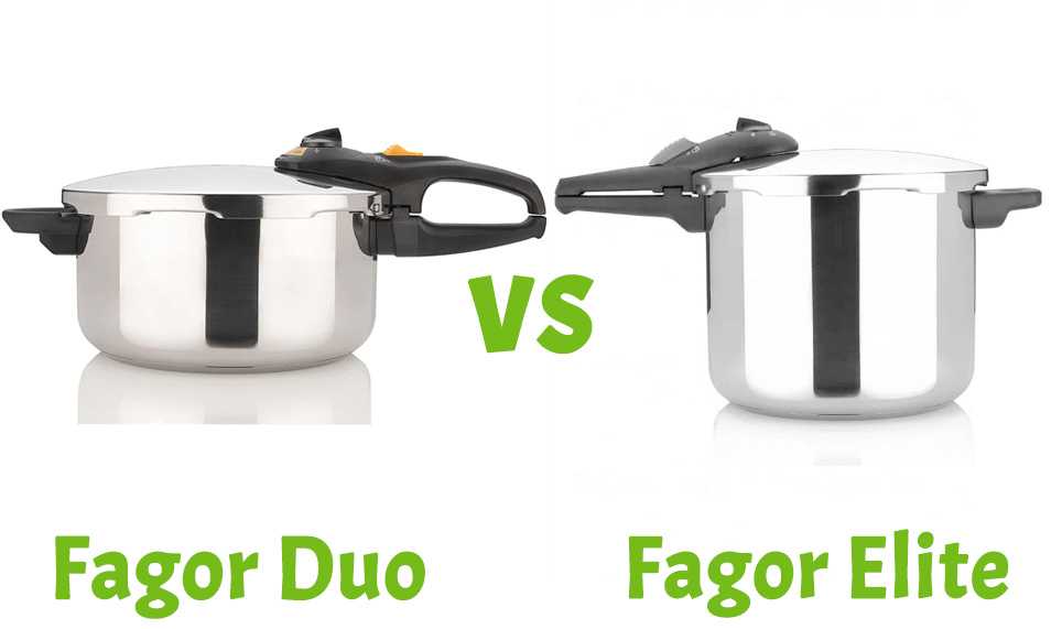 Fagor Duo stovetop pressure cooker alongside Fagor Elite
