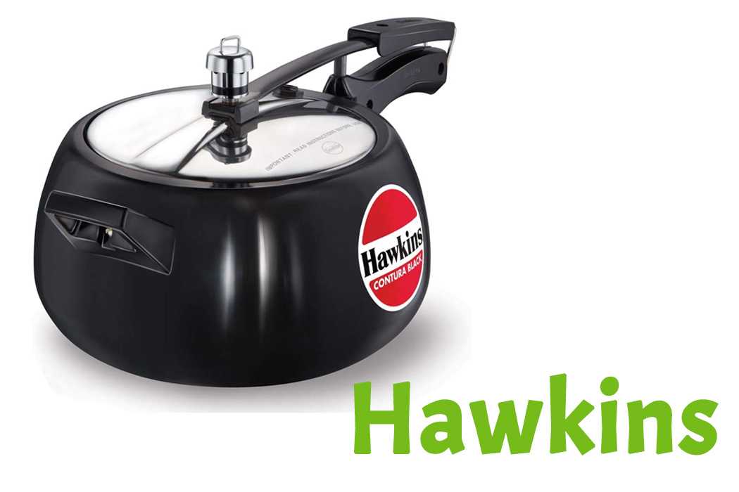 Hawkins stovetop pressure cooker with title