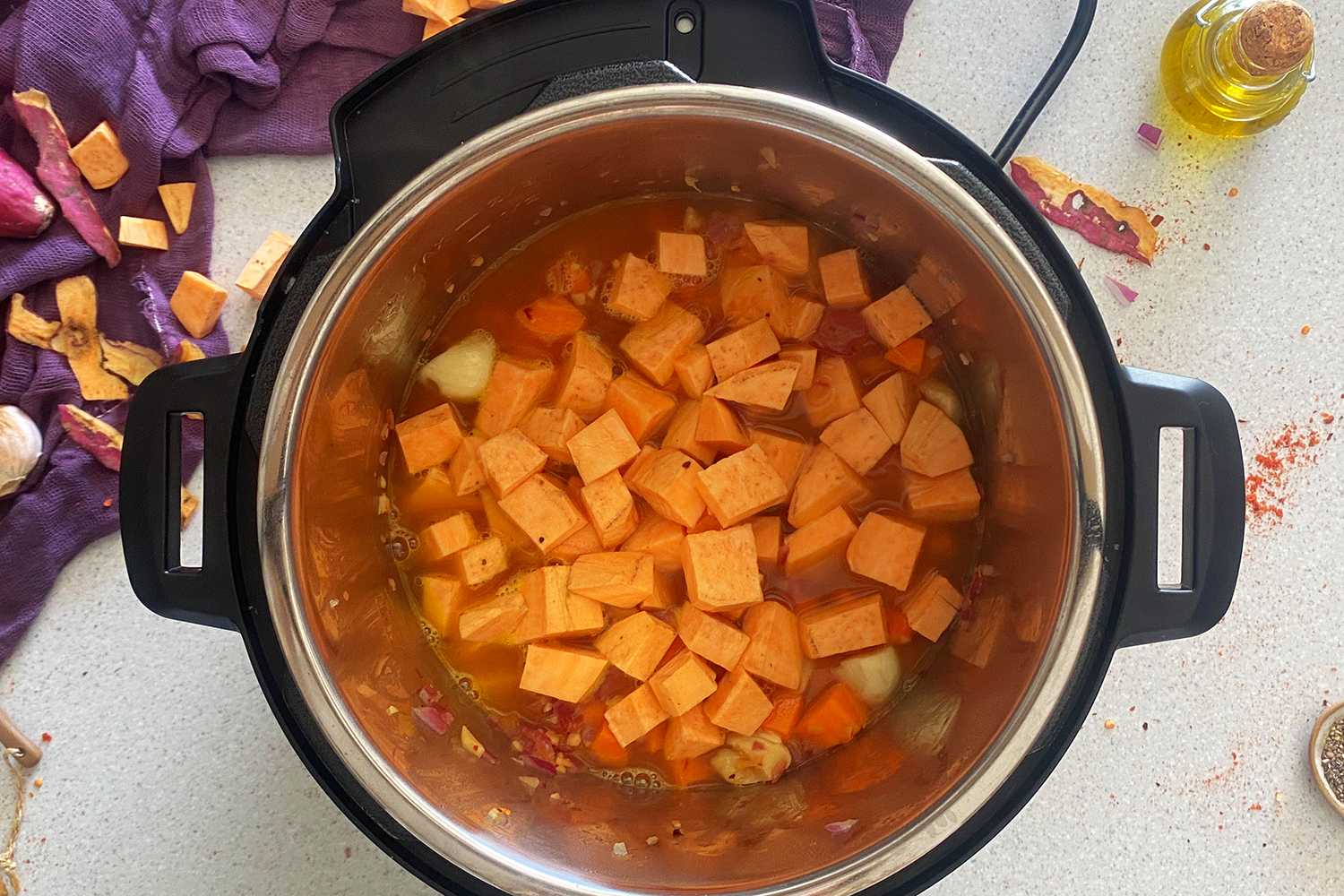 Instant Pot Sweet Potato Soup top view