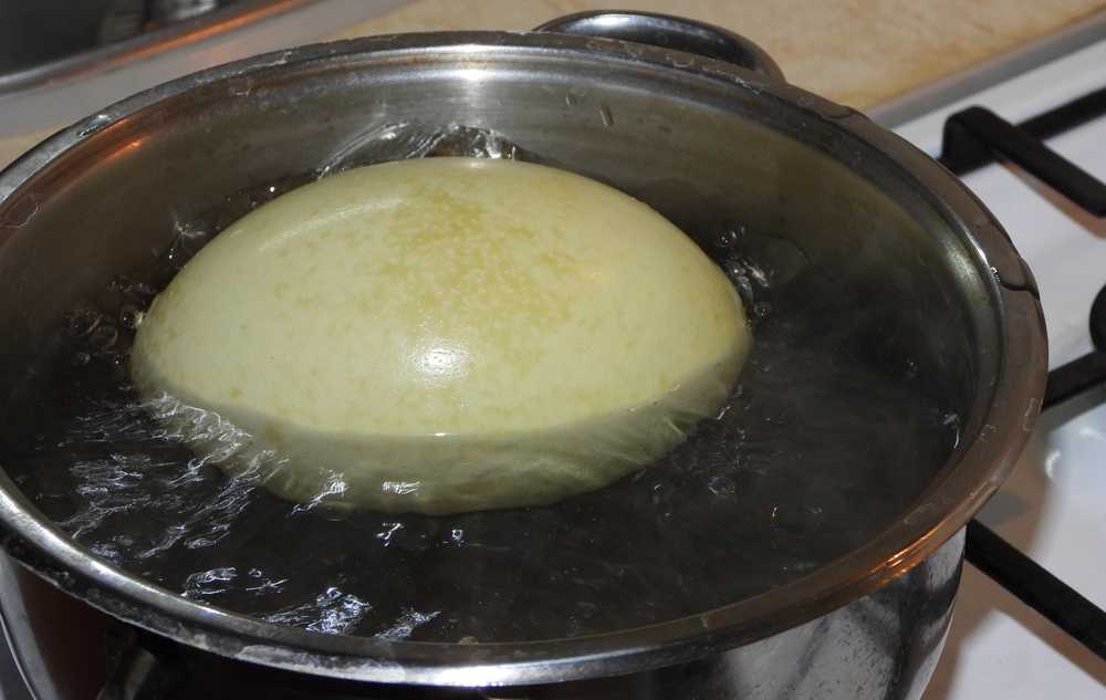 Boiled ostrich egg