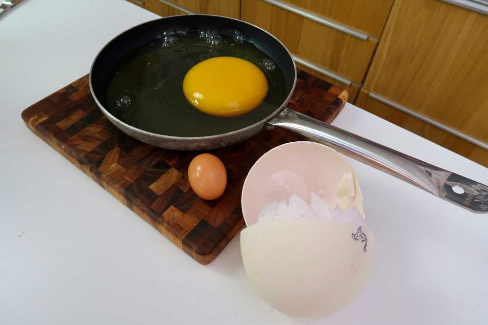Fried ostrich egg