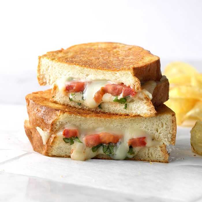 Basil-tomato sandwich
