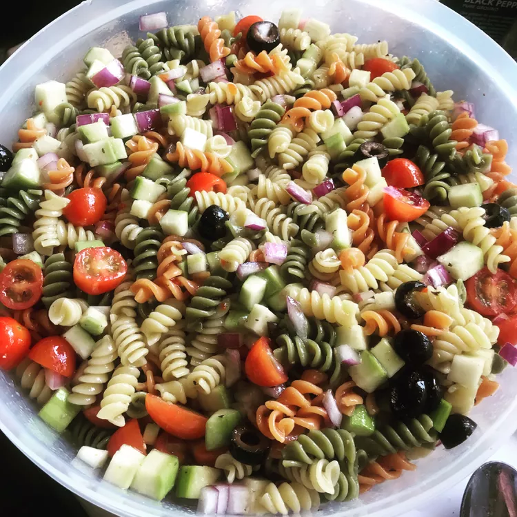 Rainbow pasta salad