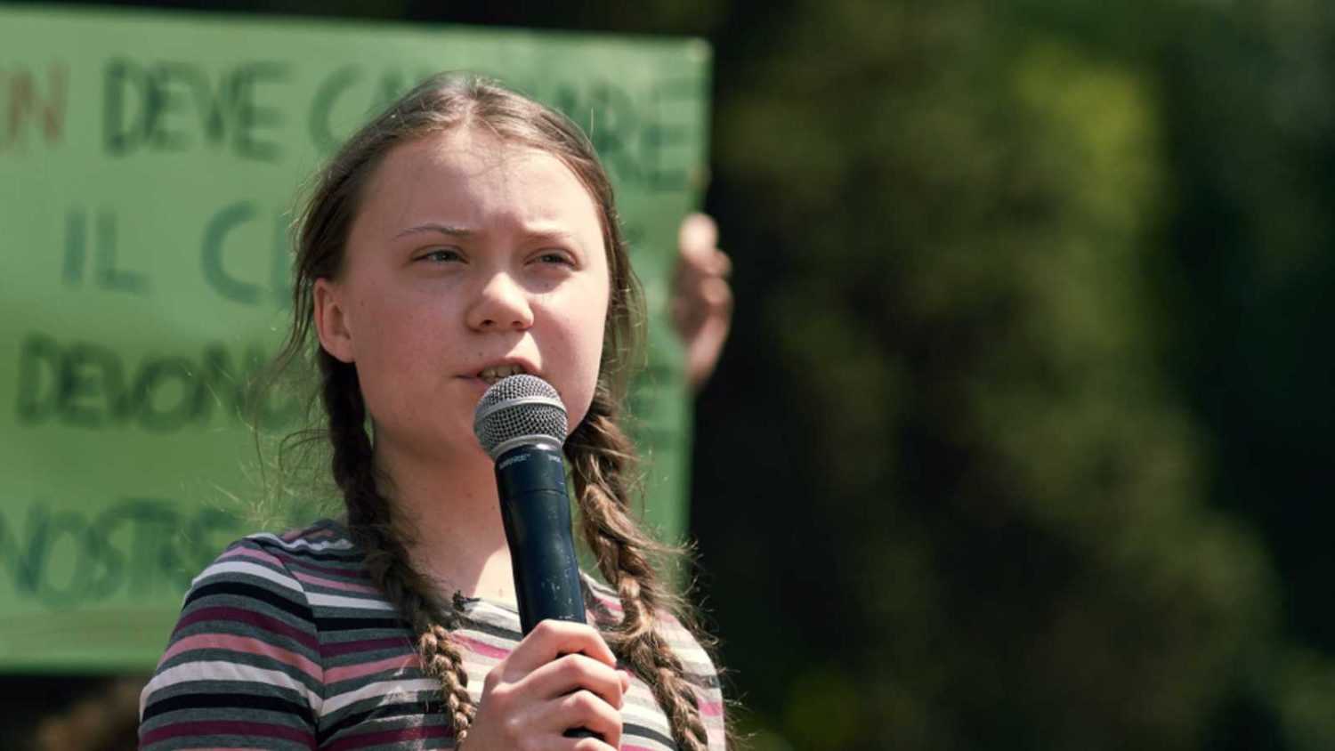 Greta Thunberg, the Famous Swedish Climate Activist (Fridays for Future), Speaking to the Crowd in Rome, 2019. In February 2021 Her Effigies Were Burned in Delhi After Tweets on Indian Farmers Protest