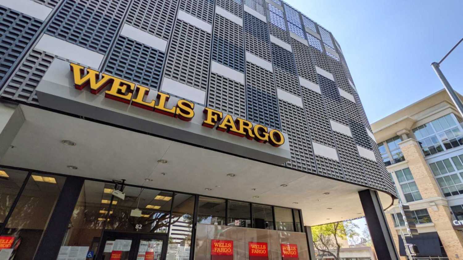 Pasadena, California - March 13, 2021: The Wells Fargo Bank on South Lake Avenue