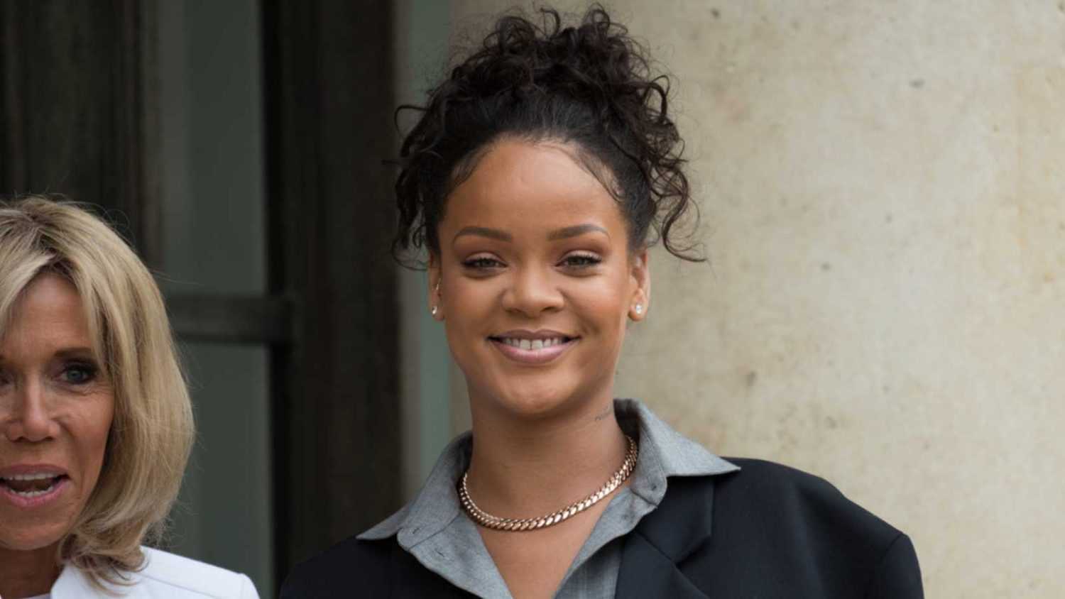 PARIS, FRANCE - JULY 26, 2017 - Singer Rihanna (Robyn Rihanna Fenty) at the Elysée Palace to present the program of her association about children's education.