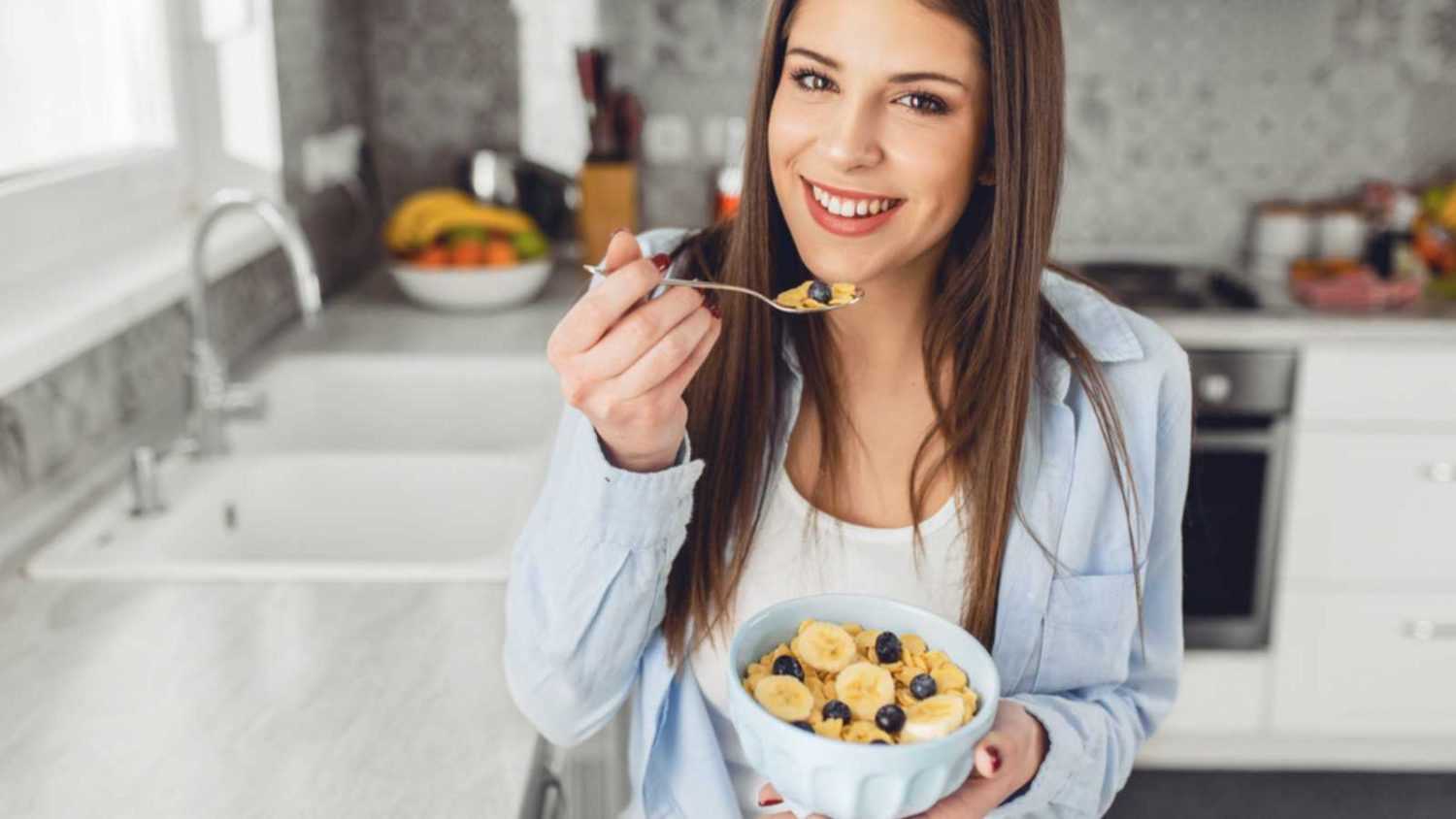 Woman eating Cereal