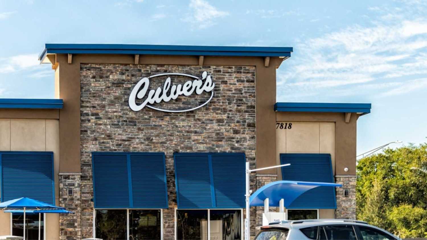 Jacksonville, USA - October 19, 2021: Sign on building for Culver's chain restaurant for casual fast food serving butter burgers and frozen custard ice cream in Florida exterior with nobody