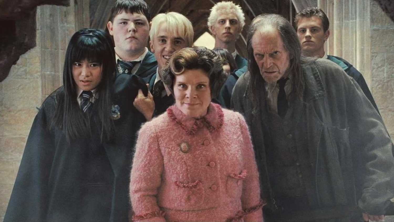 Imelda Staunton, David Bradley, Tom Felton, Jamie Waylett, Katie Leung, and Ashley Hull in Harry Potter and the Order of the Phoenix (2007)