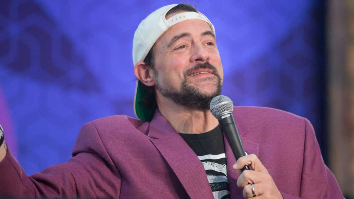 Santa Rosa, CA/USA - 12/15/2018: Kevin Smith performs SModcast live at The Emerald Cup. He's known for his movies Mallrats, Chasing Amy, Dogma, Jay and Silent Bob Strike Back.