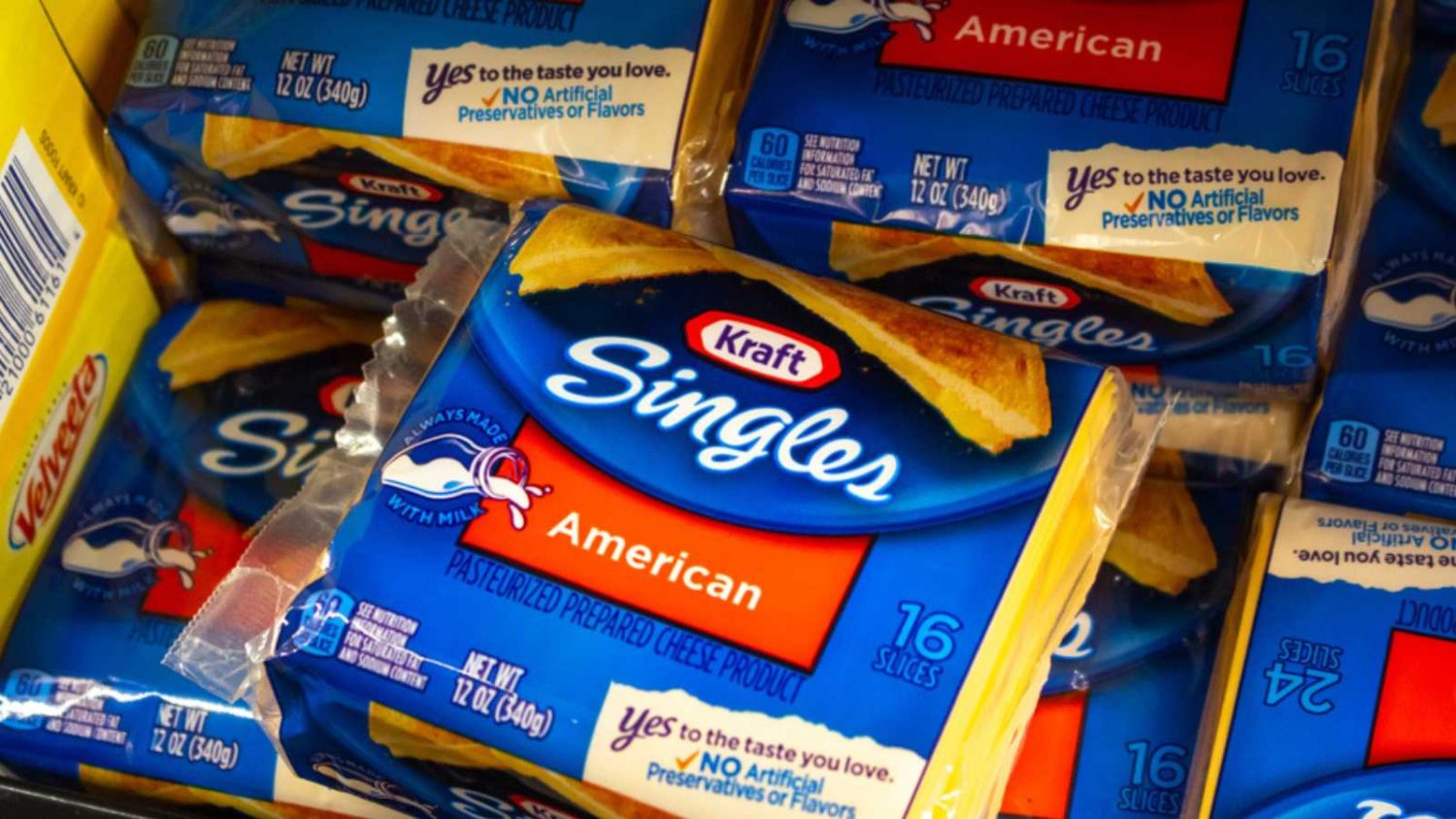 Los Angeles, California, United States - 08-09-2019: A view of several packages of Kraft Singles at the grocery store.