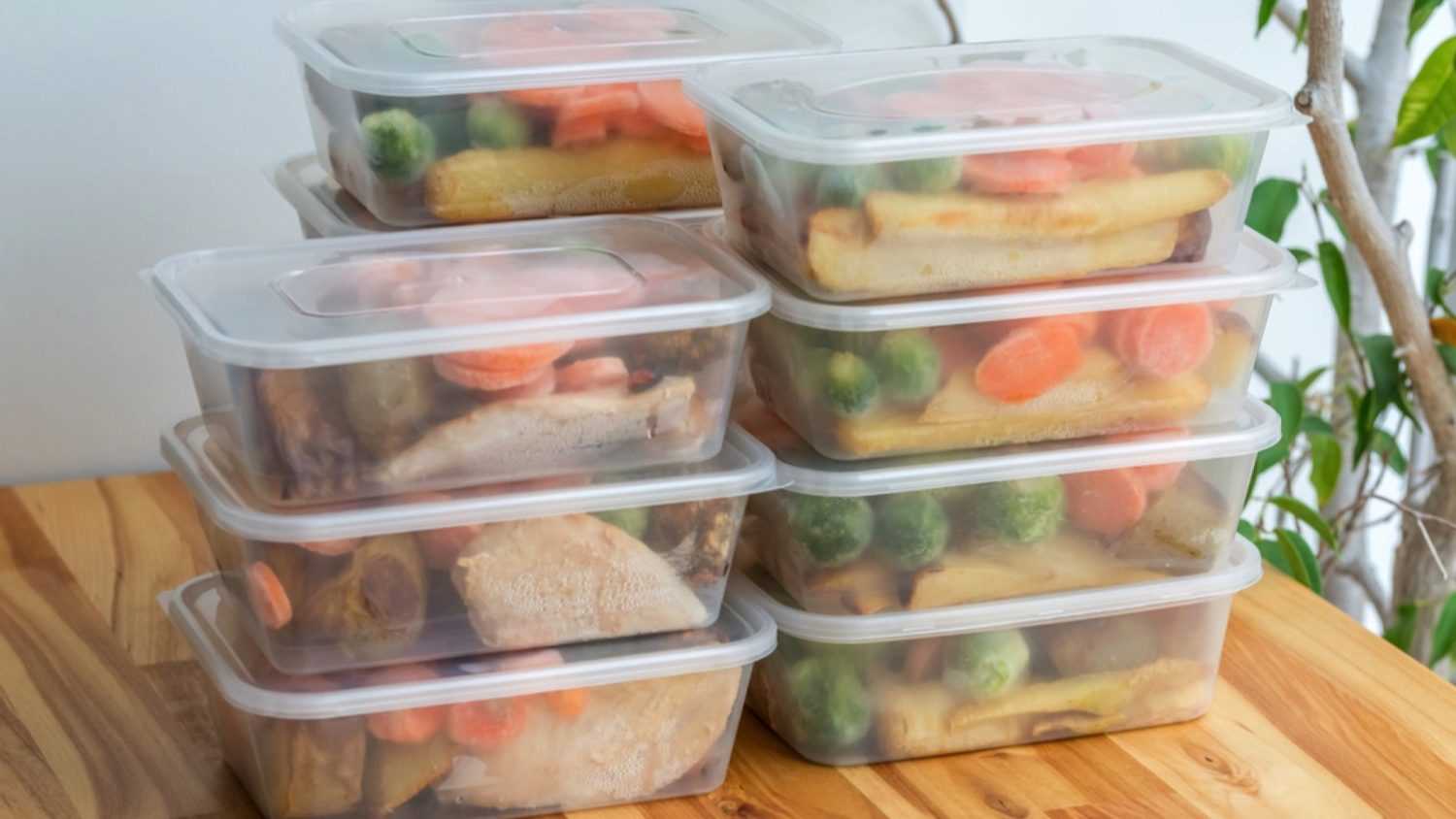 Food stored in containers