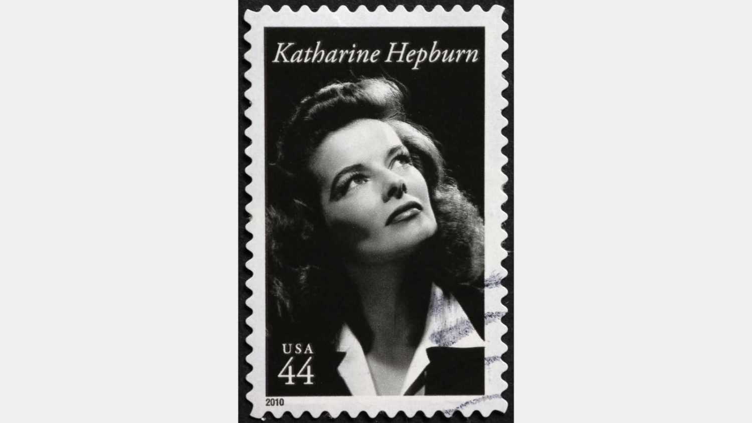 Milan, Italy - October 22, 2017: Katherine Hepburn on american postage stamp