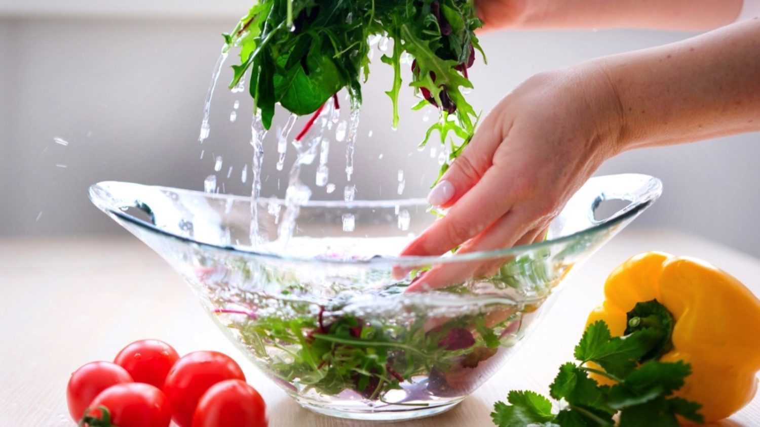 Washing vegetables in water