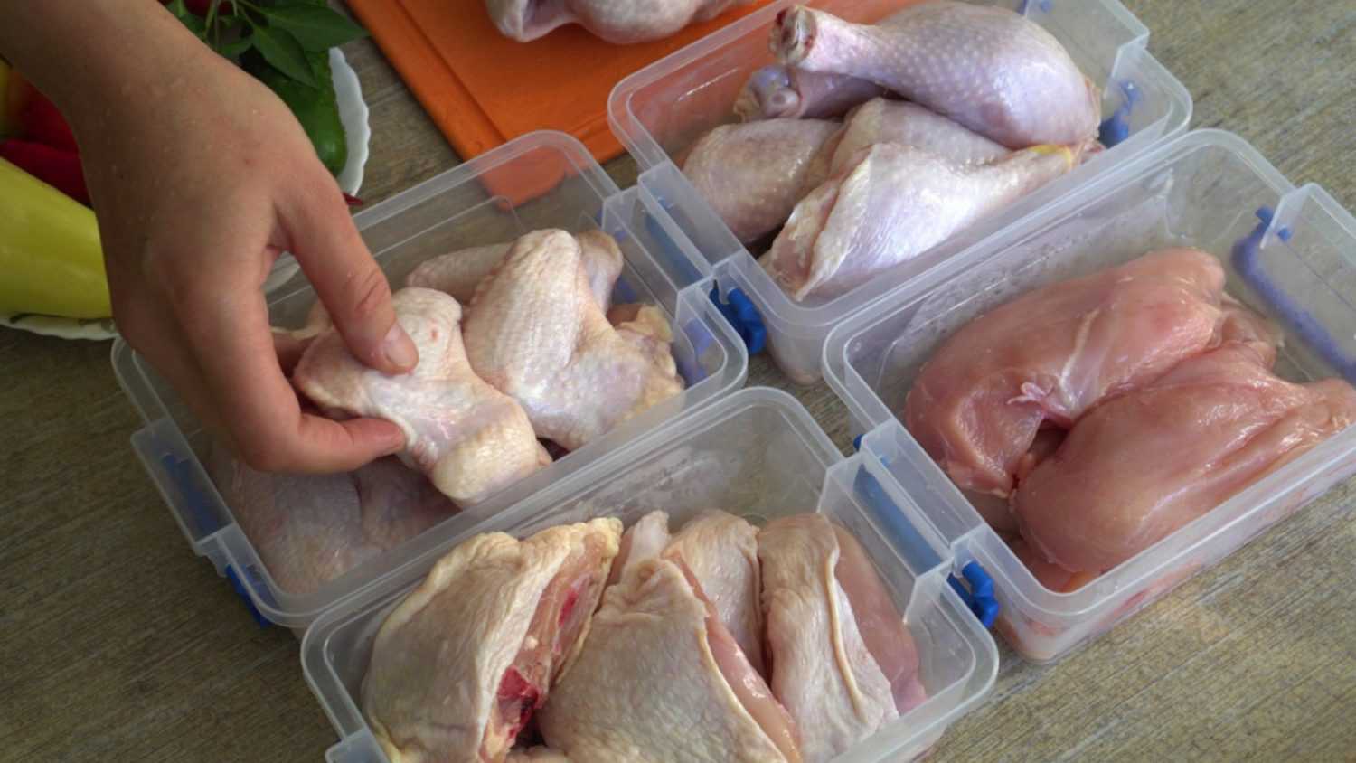 Freezing chicken portions