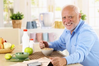 Old man eating healthy diet