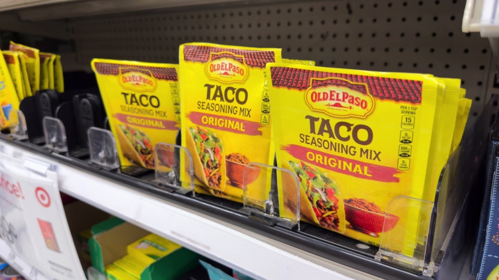 Los Angeles, California, United States - 02-01-2023: A view of several packets of Old El Paso taco seasoning, on display at a local grocery store.