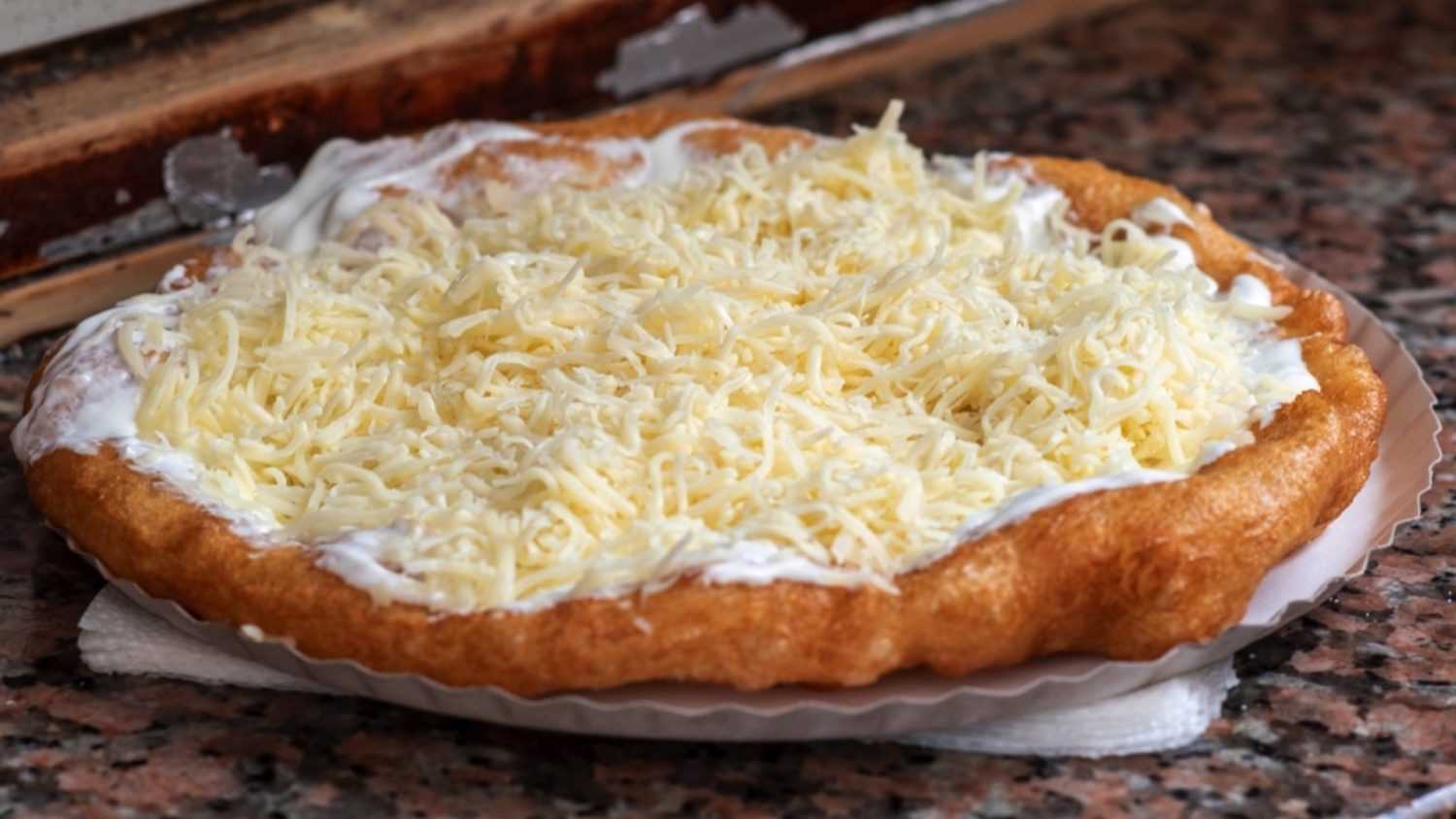 Tasty Lángos with cheese
