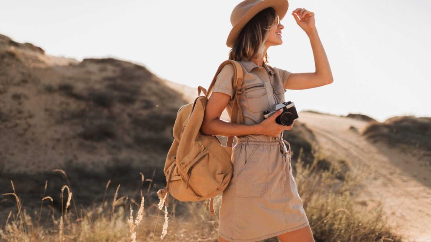 Woman wearing Mini Backpack